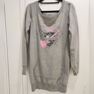Victoria's Secret Gray and Pink Off-the-Shoulder Sweater
